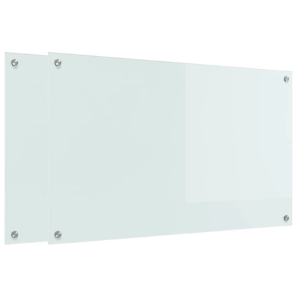 Schienale da cucina 2 pcs Bianco 100 x 60 cm vetro temperato 3415529