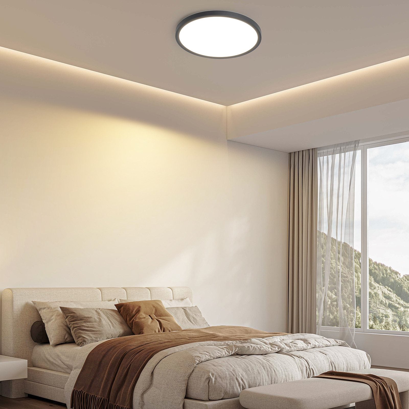 ZMH Lampada da soffitto plafoniera LED moderna rotonda nera 30cm per interni