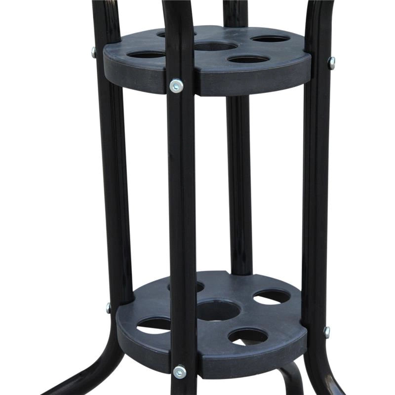 TAVOLINO IN FERRO ROTONDO CON PIANO IN VETRO TEMPERATO 60 X 70 CM NERO