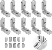 Connettore a L di 90° - Profilato in Alluminio - 10 Pezzi - Compreso il Set di Viti - Dimensioni 31x15,1x37 mm