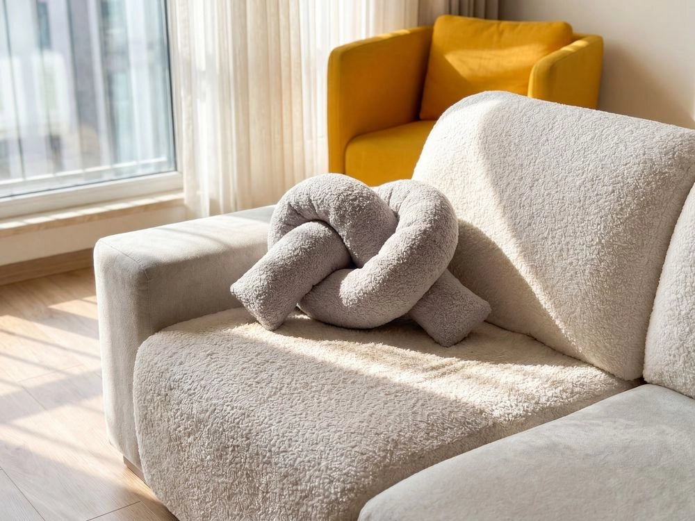 Cuscino moderno in tessuto peluche grigio 172 x 14 cm accessorio decorazione divano