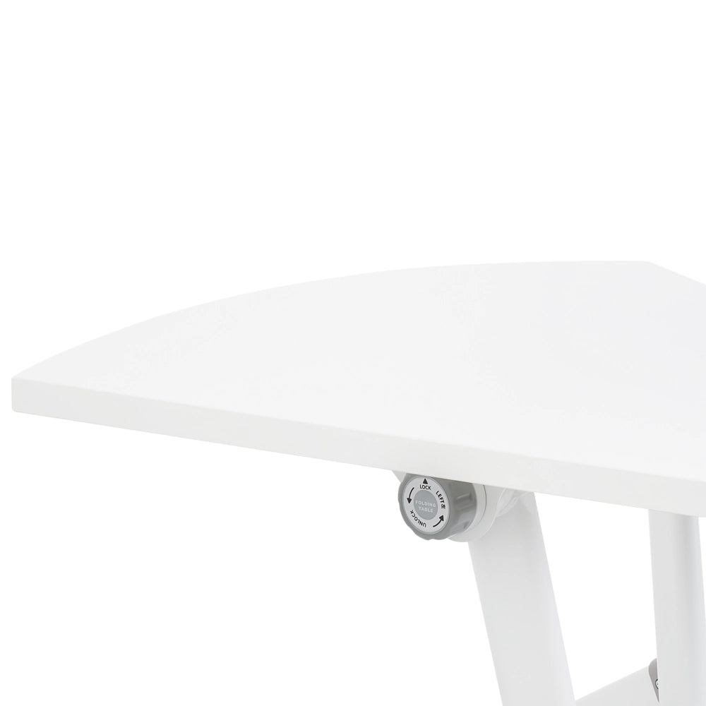 Scrivania pieghevole per ufficio Telaio metallico bianco MFC Piano d'appoggio 90 x 64 cm Tavolo mobile portatile pieghevole con rotelle Design moderno