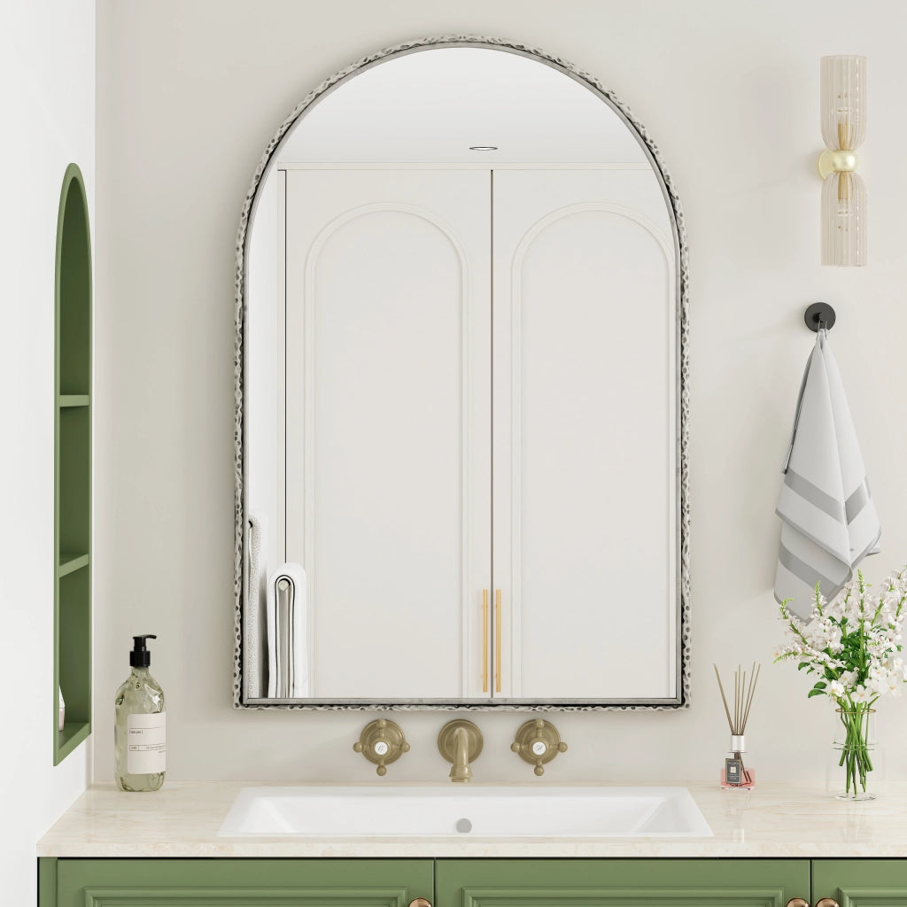 SPECCHIO ad arco 103,5x71,5x12 cm in vetro e ferro Argento