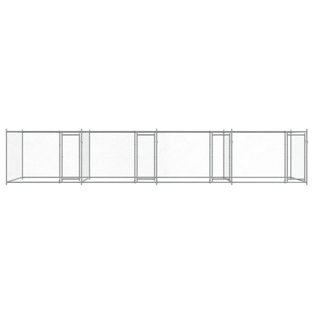 Gabbia per Cani con Porte Grigia 8x2x1,5 m in Acciaio Zincato 3209575