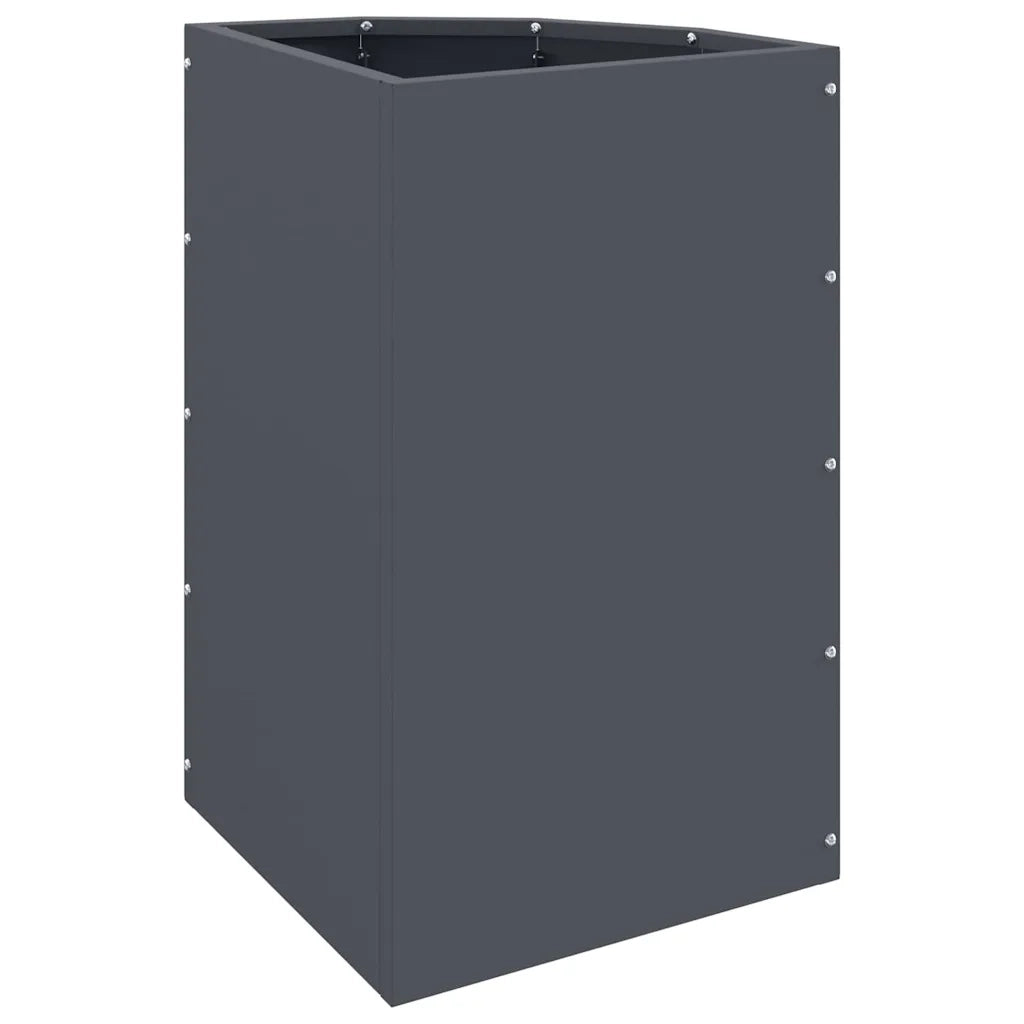 Vaso d'angolo-Fioriera-Contenitore per Piante Antracite 30 x 30 x 50 cm Acciaio