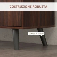 Credenza Moderna in Legno e Truciolato con 2 Armadietti e 3 Cassetti, 127x40x76 cm, Marrone e Nero