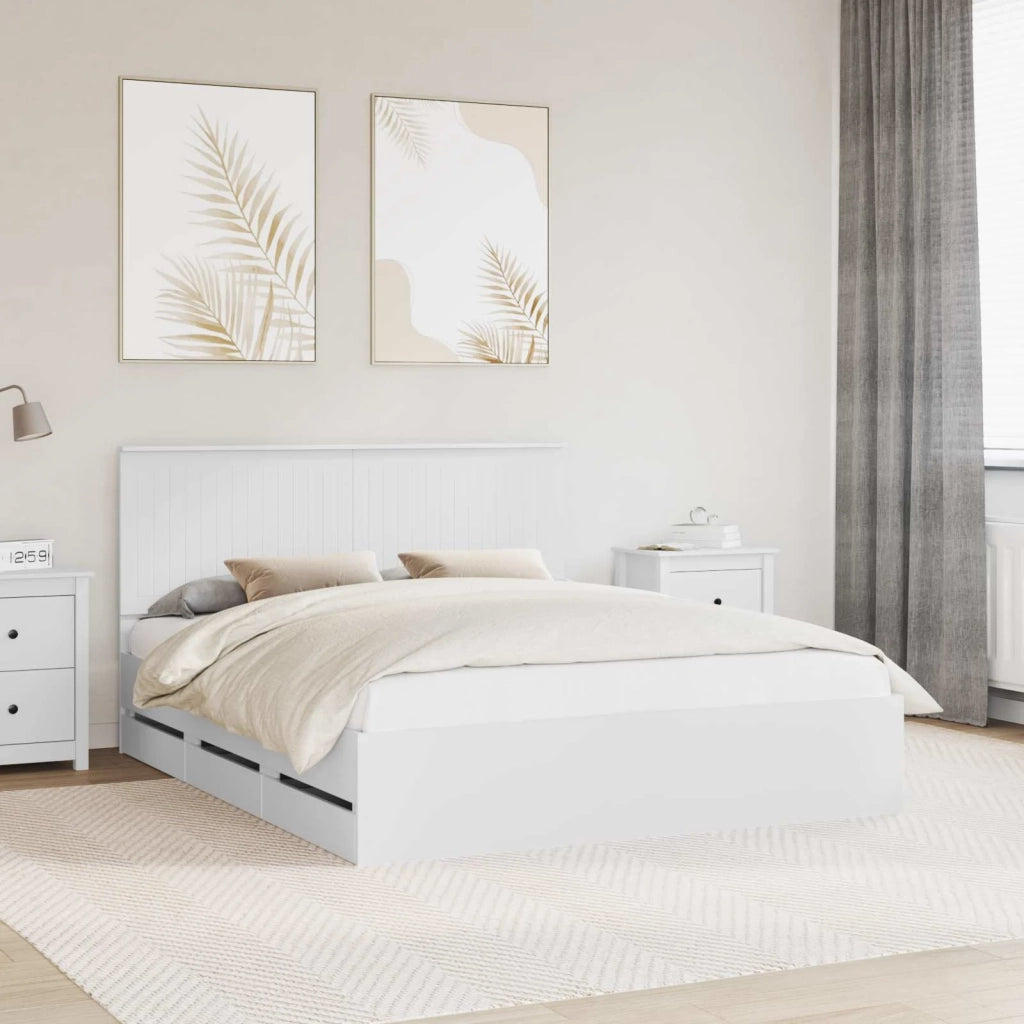 Struttura del letto-Giroletto-Rete del Letto Bianco 160 x 200 cm Legno Ingegnerizzato 103406