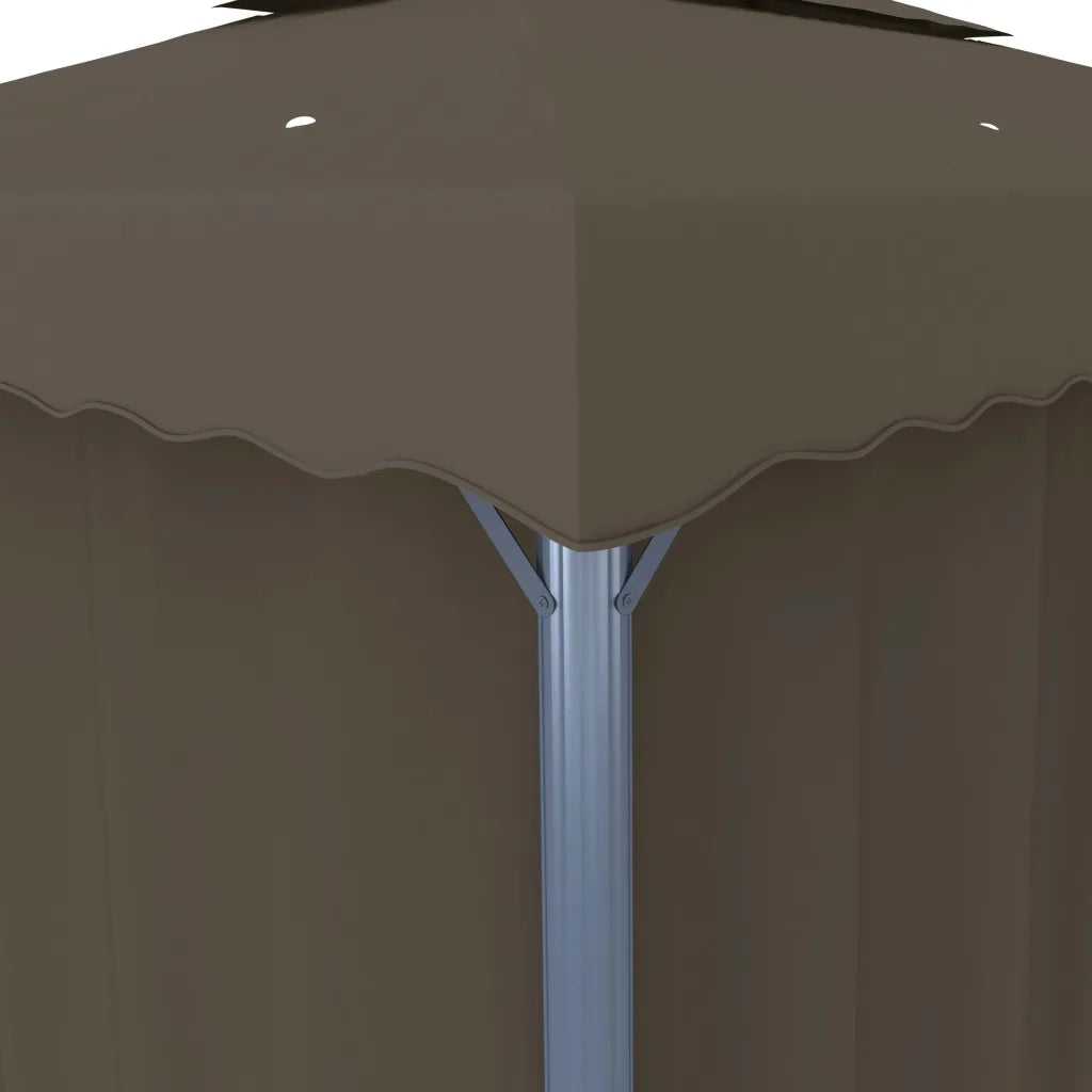 Gazebo con Tende e Stringa di Luci LED 3x3 m Grigio Talpa 3070349