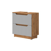 Vicco Mobile sottolavabo per bagno Rovere/grigio a righe 59.8 x 62.5 cm con 2 cassetti