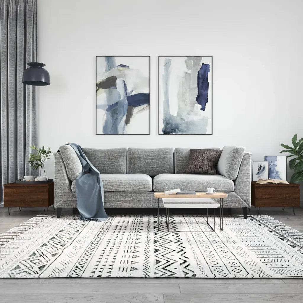 2 pz Tavolini salotto | Tavolino da caff¨¨ | Tavolino da Soggiorno Rovere Marrone 50x46x35 Legno Multistrato
