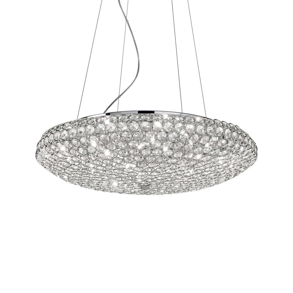Sospensione Contemporanea King Metallo-Cristallo Cromo 12 Luci G9 3W 3000K