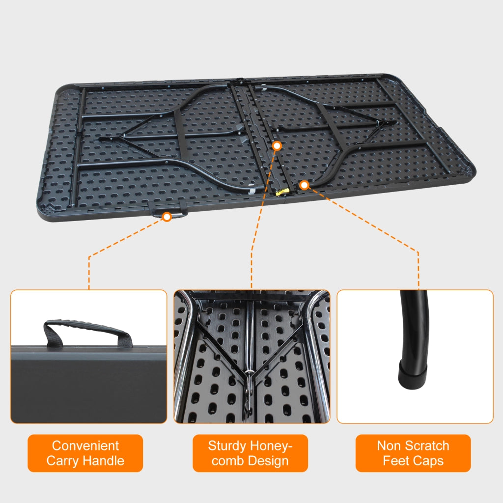 Tavolo Pieghevole Portatile ¨C MINIMAL ¨C Nero, 135 kg, Campeggio/Esterno