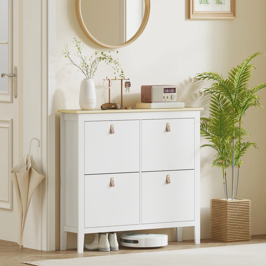 Scarpiera con cassetti e ante ¨C zephmum ¨C bianco 80x40x105 cm