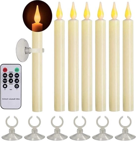 Led candele con fiamma movimento - Controllo a distanza e timer - 6 pezzi - Base magnetica - Senza fiamma - LED luce a led - Flicker - Casa - Camera - Halloween - Natale - Festa - Decorazione natalizia