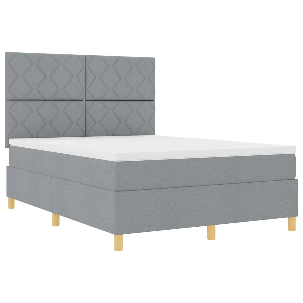Letto a molle con materasso Grigio chiaro 140 x 190 cm Tessuto 3339693