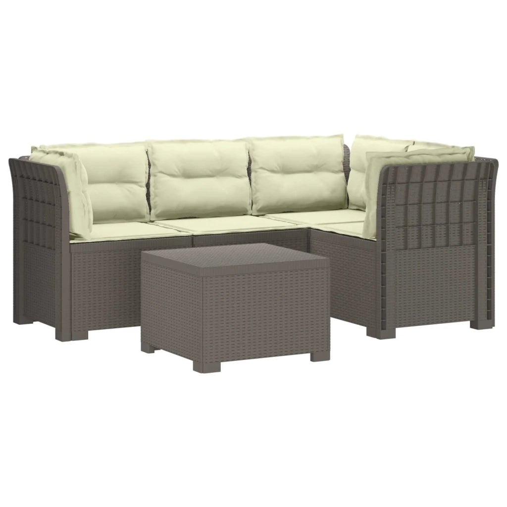 Divano da giardino 4 posti con cuscini aspetto rattan PP 3444026