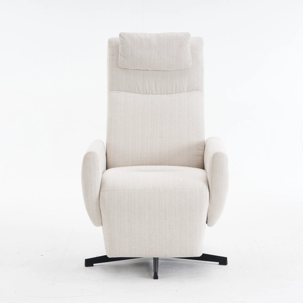 Poltrona Relax Reclinabile con Poggiapiedi ¨C MINIMAL ¨C Tessuto Chenille Beige