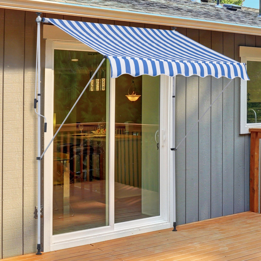 Tenda da sole a braccio pieghevole con manovella ¨C zephmum ¨C 150 cm blu e bianco