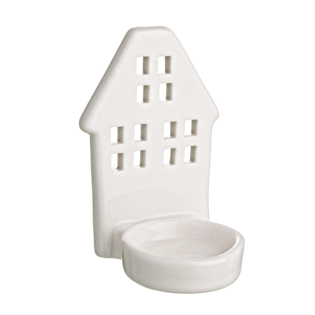 Porta candela casetta lotty bianco