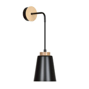 Lampada da parete BOLERO in acciaio nero e legno