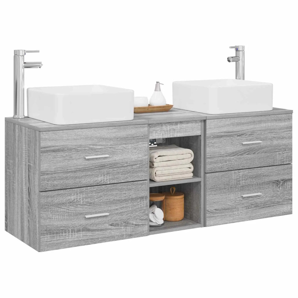 Set di Armadi da Bagno 3 pz Sonoma grigio 49,5 x 41 x 63 cm 3405824