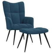 Poltrona Relax con Poggiapiedi Blu in Velluto cod mxl 12989