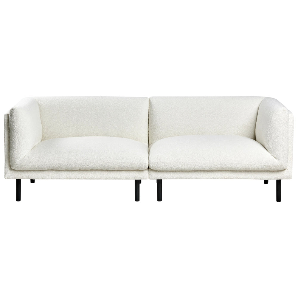 Set di divani imbottiti a 5 posti in tessuto bouclè bianco sporco stile elegante