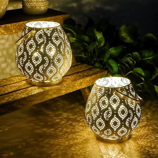Set di Lampade Decorative Marocchine - 26cm Altezza - Alimentate da Batteria - Lampade da Tavolo a Raggio Infrarosso con Luci Fairy - Sala da Pranzo Camera da Pranzo Giardino Cortile Festa Evento - Piatto da Tavolo Indoor