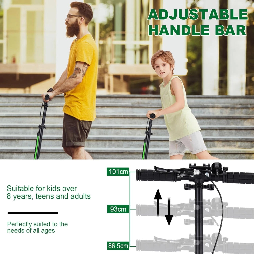 Monopattino pieghevole e regolabile in altezza, scooter con ruote in poliuretano e Kingel, scooter da città con supporto e tracolla, per bambini adulti fino a 100 kg