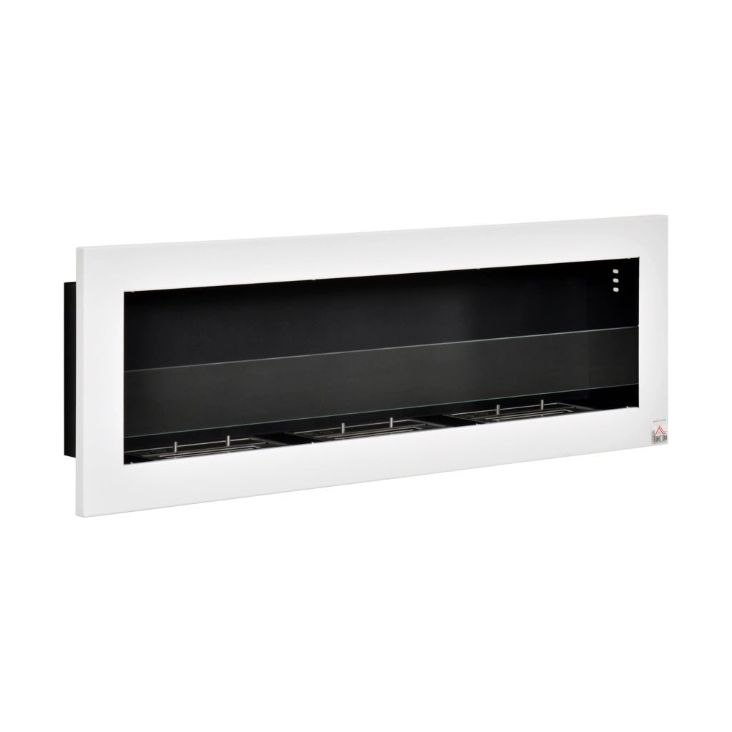Caminetto a bioetanolo murale 3 bruciatori ¨C zephmum ¨C acciaio inox bianco 120x15x40 cm
