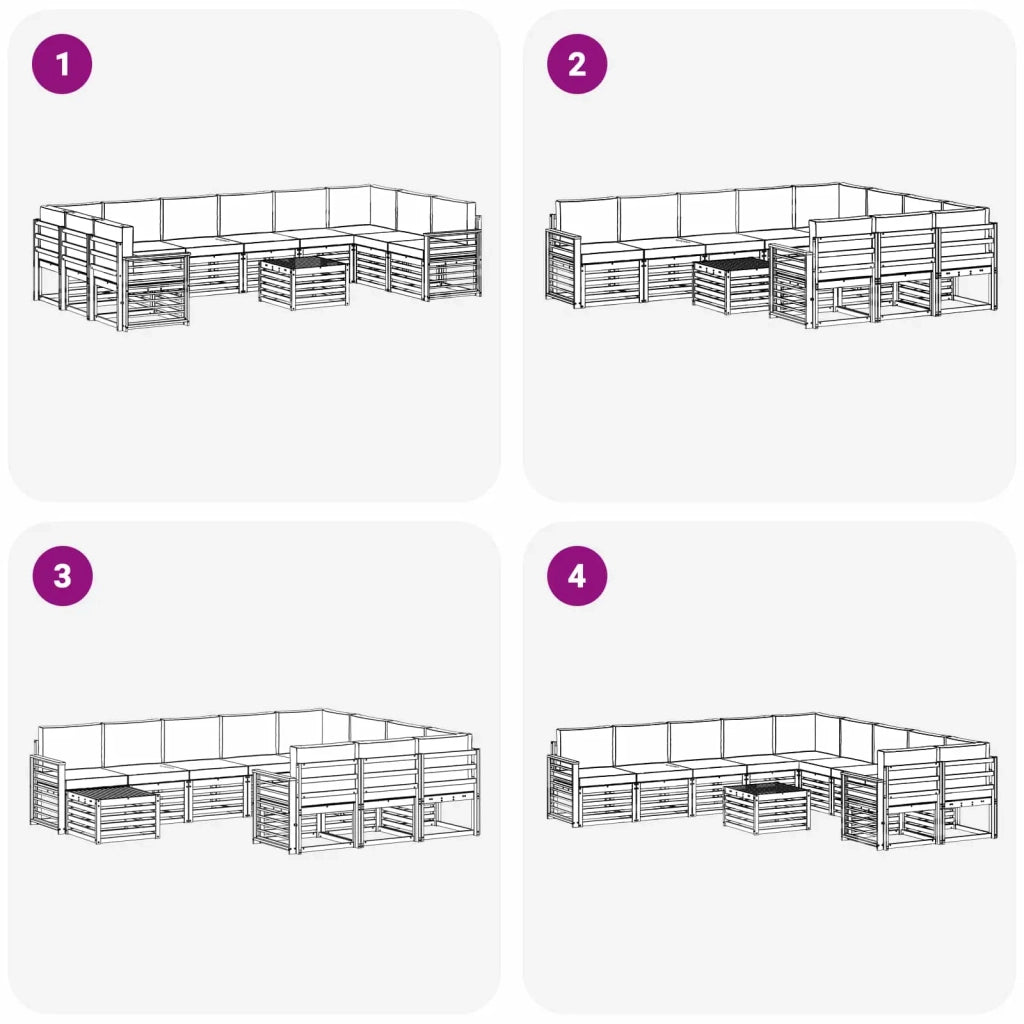 Set di divani da esterno 11 pcs Bianco e Crema Poliestere 3392635