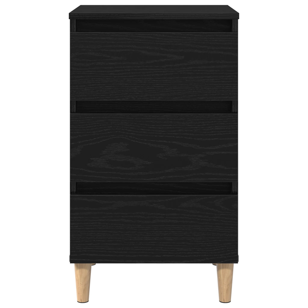 Comodino con gamba in legno Nero Rovere 40x35x69 cm