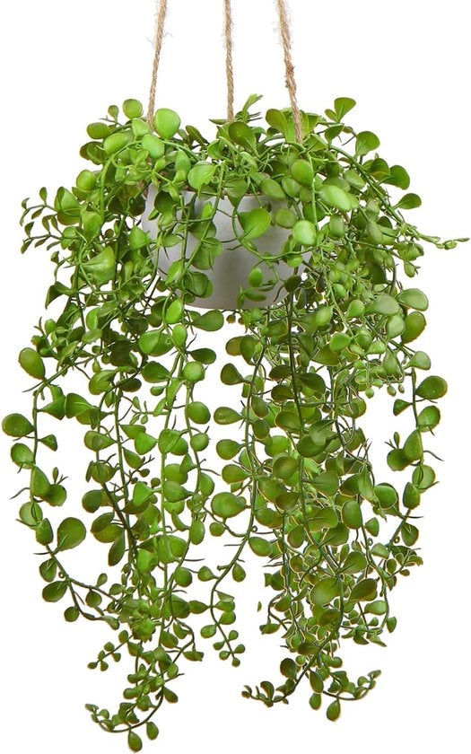 Pianta finta appesa - decorazione - 1 pezzo - verde - plastica - 35 cm