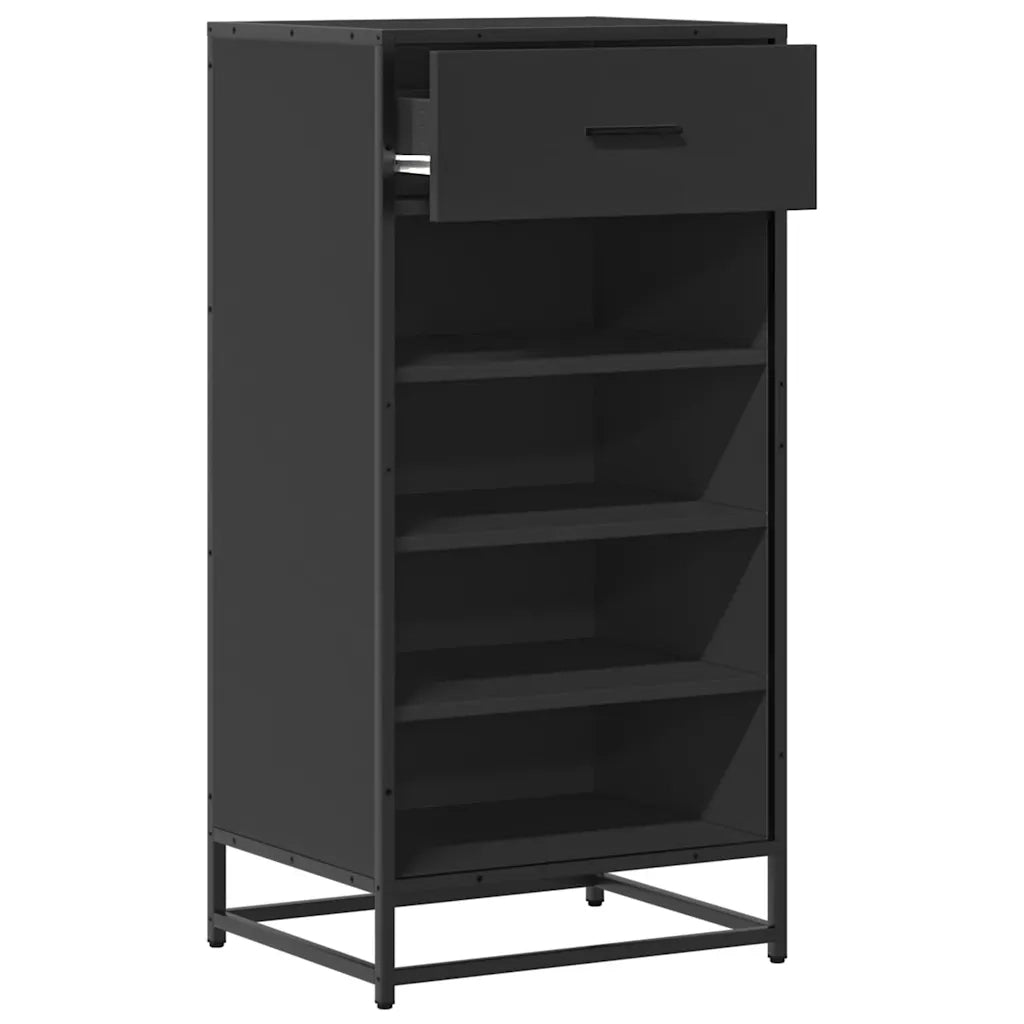 vidaXL Scarpiera Nera 48x38x97,5 cm in Legno Multistrato