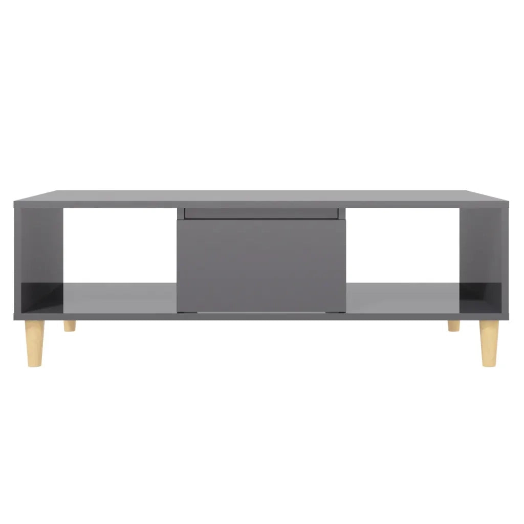 Tavolino Salotto-Tavolino da soggiorno-Tavolo Grigio Lucido 103,5x60x35cm Legno Multistrato 691858