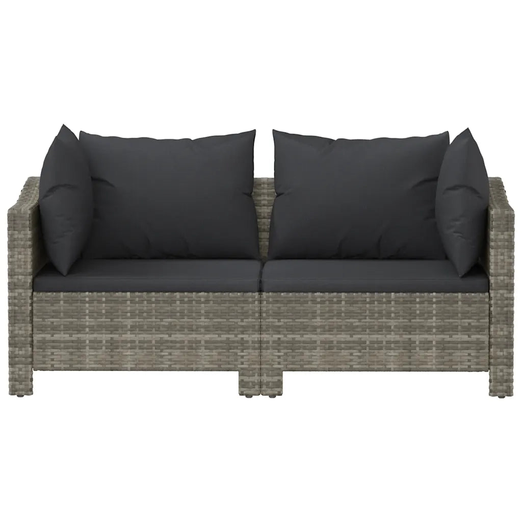 Set da giardino 2 pezzi con cuscini grigio in polyrattan 362684