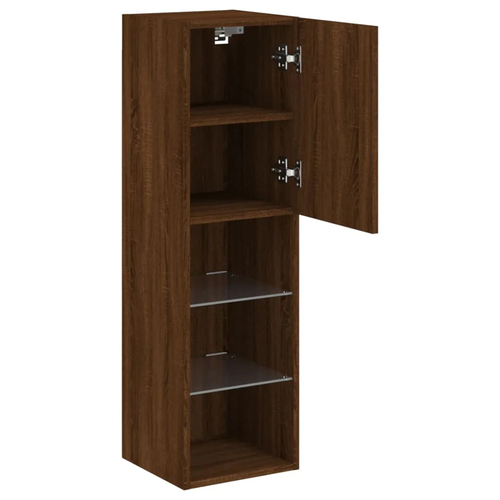Mobile TV multimediale mensola TV credenza mobile TV per sala da pranzo soggiorno camera da letto con luci LED rovere 30,5 x 30 x 102 cm marrone 02_0026689