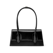 Borsa a tracolla da spiaggia da donna in vera pelle, colore nero