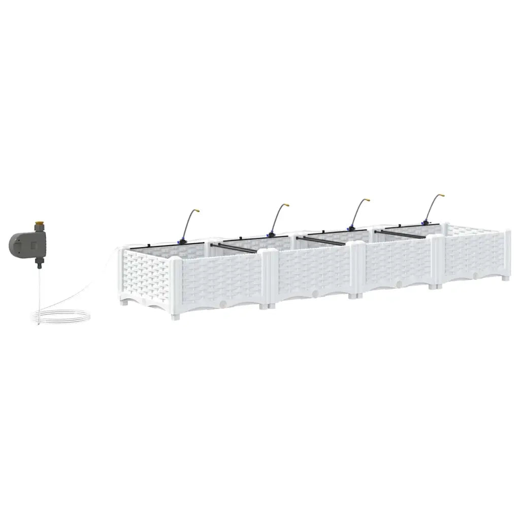 Fioriere | Cassetta per fiori | Vaso da giardino 4 pz Bianco 160 x 40 x 22 cm Plastica