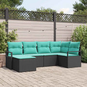 Set di divani con cuscino 6 pcs Nero polyrattan