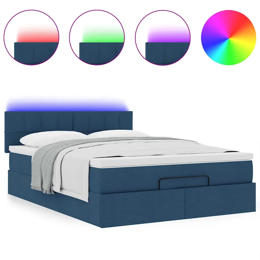 vidaXL Pouf Letto con Materasso e LED Blu 140x190 cm