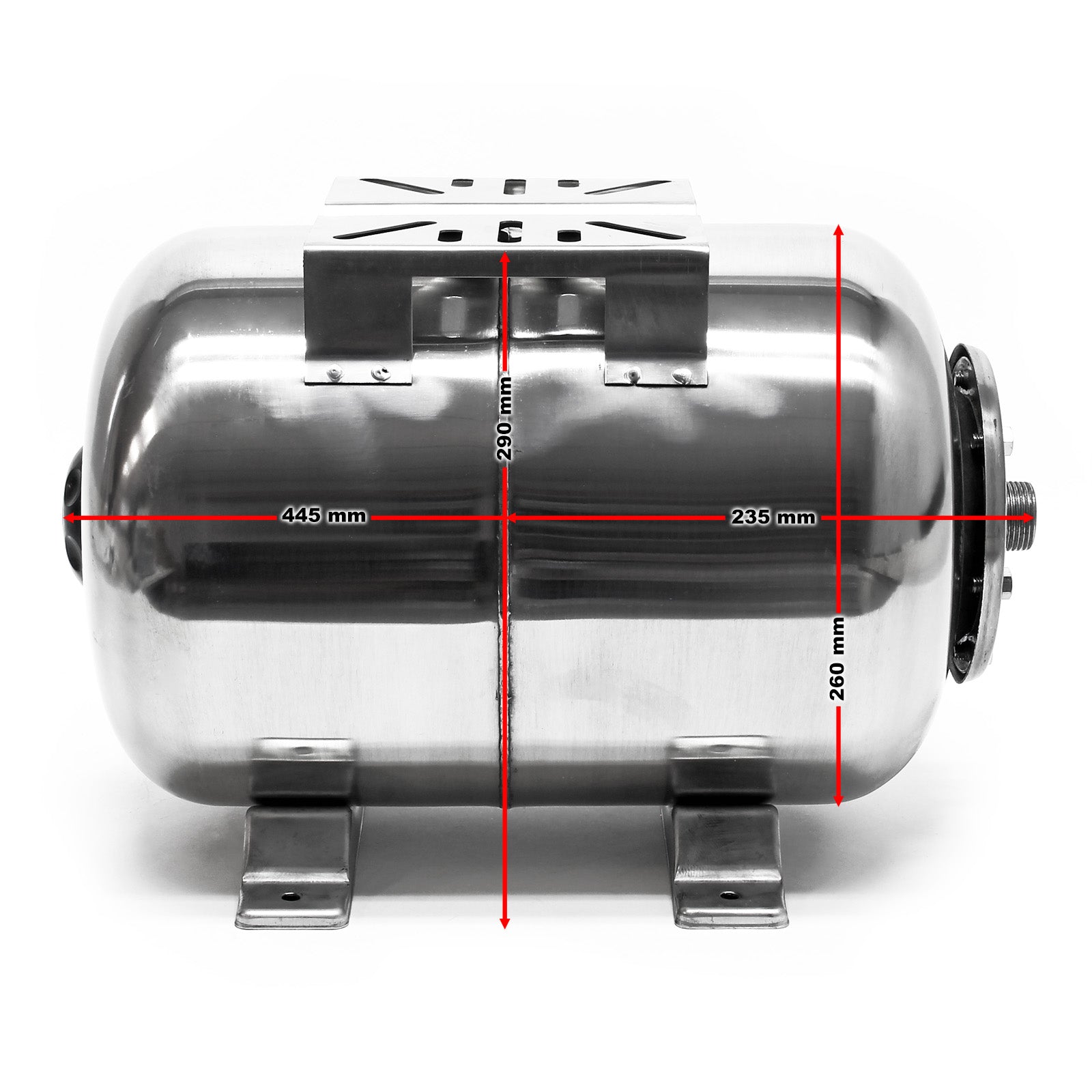 Vaso di espansione 24 l orizzontale acciaio inox per impianti idrici, sistemi autoclave, membrana EPDM