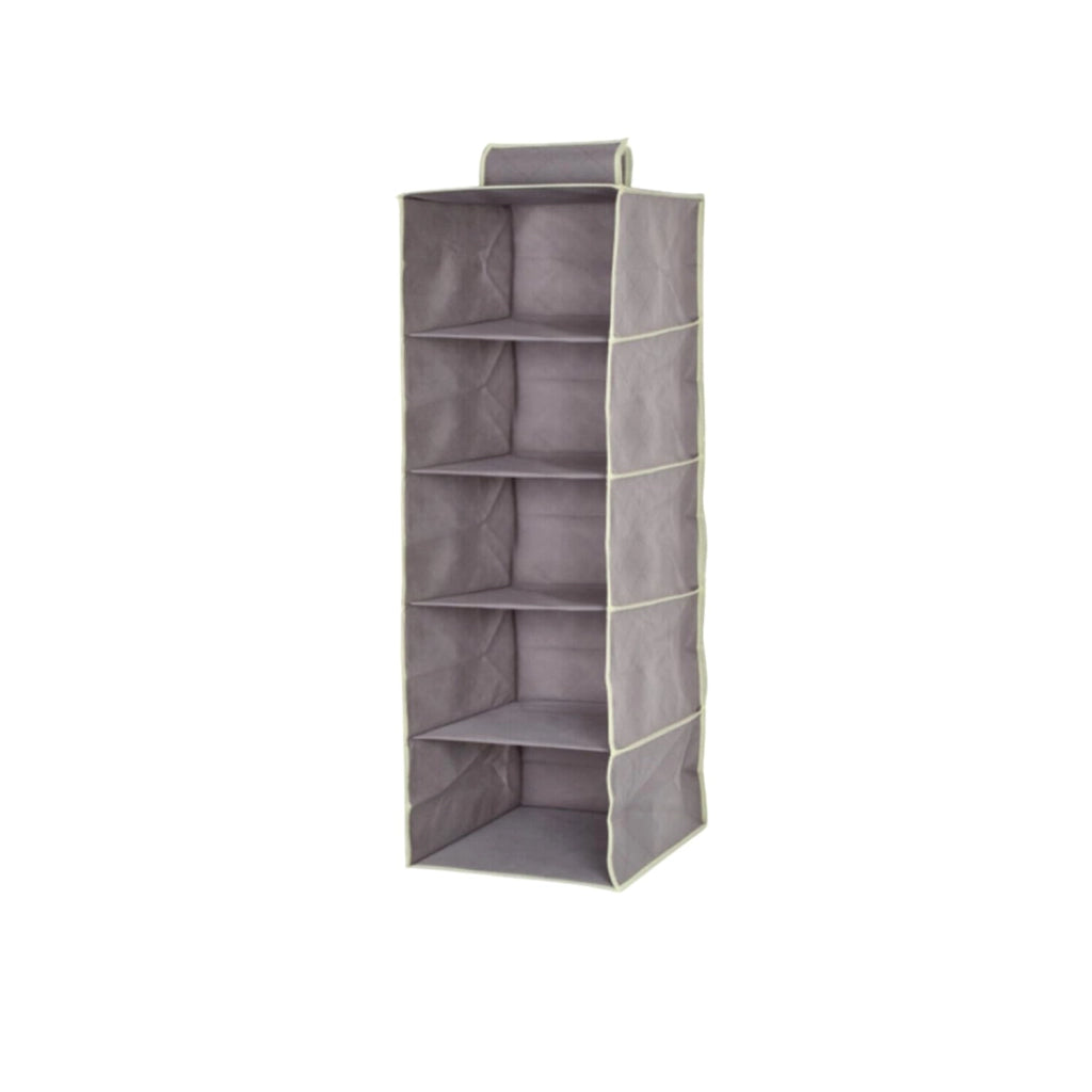 OWIJI Organizer Portaoggetti Appendere Armadio 5 Ripiani 100 x 30 x 30 cm Salvaspazio Divisori Interno Pieghevole Contenitore Vestiti Scarpe