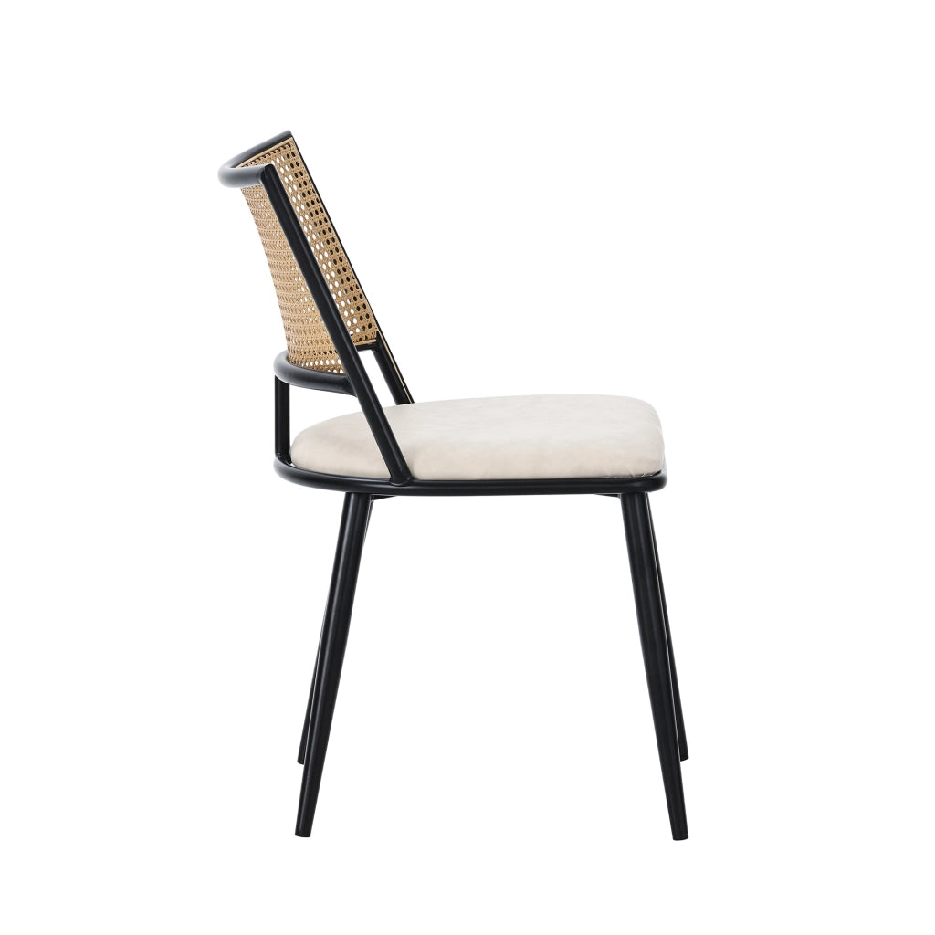 Set di 2 sedie in rattan con seduta in PU; metallo nero