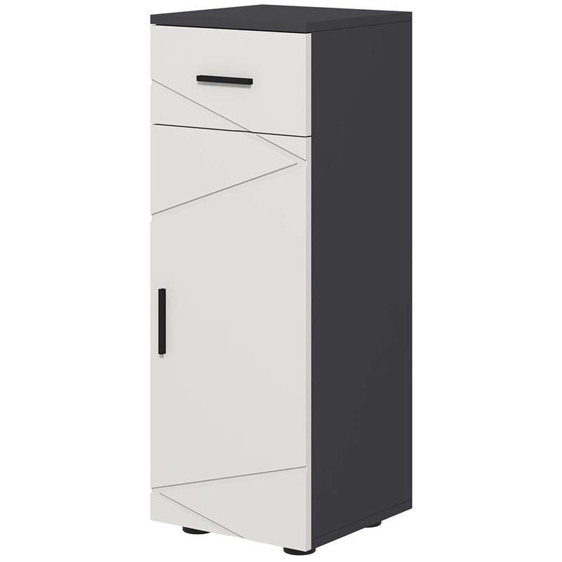 MOBILETTO BAGNO IN TRUCIOLATO CON CASSETTO E ARMADIETTO A 2 LIVELLI REGOLABILI, 30X30X82 CM, GRIGIO