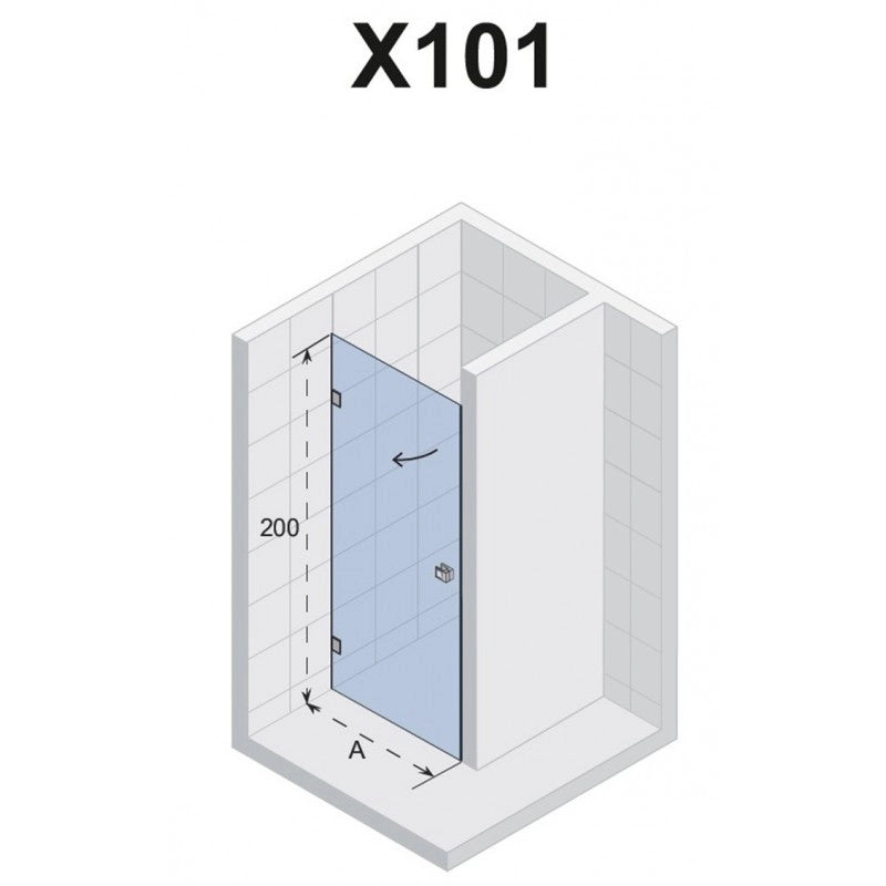 Porta doccia a battente dritta con cerniere cromate SCANDIC NXT 101 RIHO 80x200 cm