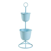 Portavasi da esterno 77 x 26 cm 2 vasi azzurri 03_0010326