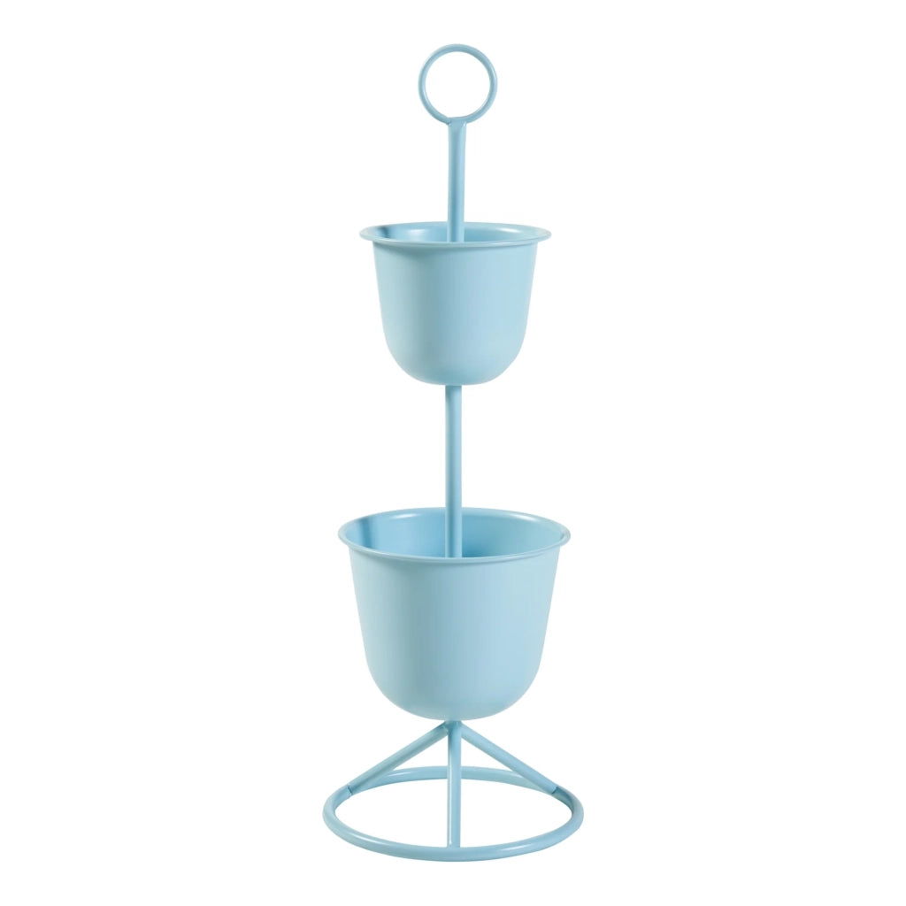 Portavasi da esterno 77 x 26 cm 2 vasi azzurri 03_0010326