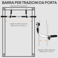 Barra per Trazioni a Pressione per Porta, Installazione senza Viti e Telaio in Tubi di Acciaio, Peso max: 110 kg