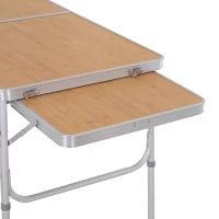 Tavolo Pieghevole da Campeggio 5Kg, Facile da Trasportare, con Pannello Estraibile 120cm x 60cm x 40/70cm